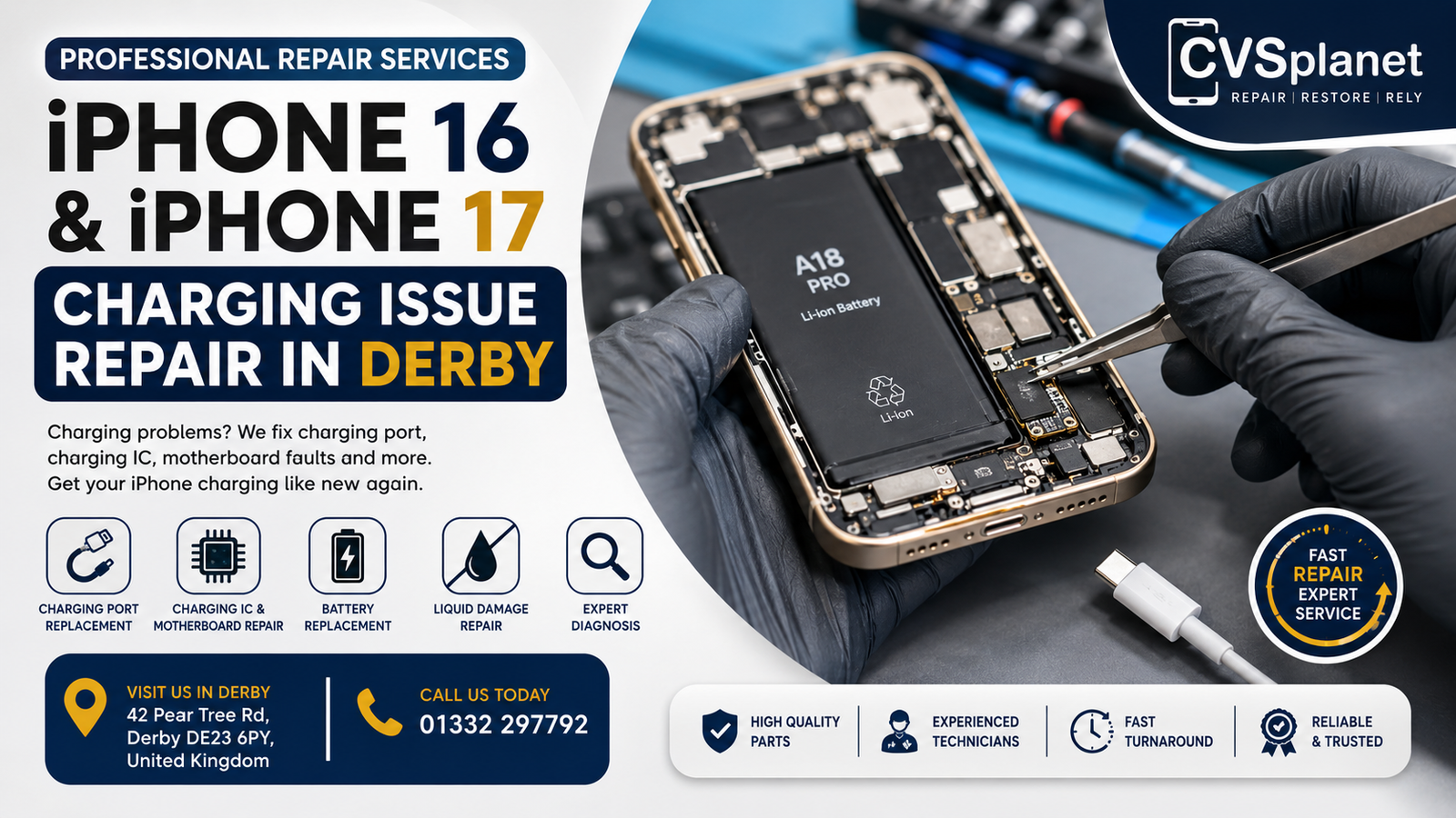 iPhone 16 & iPhone 17 Charging Issue Repair in Derby